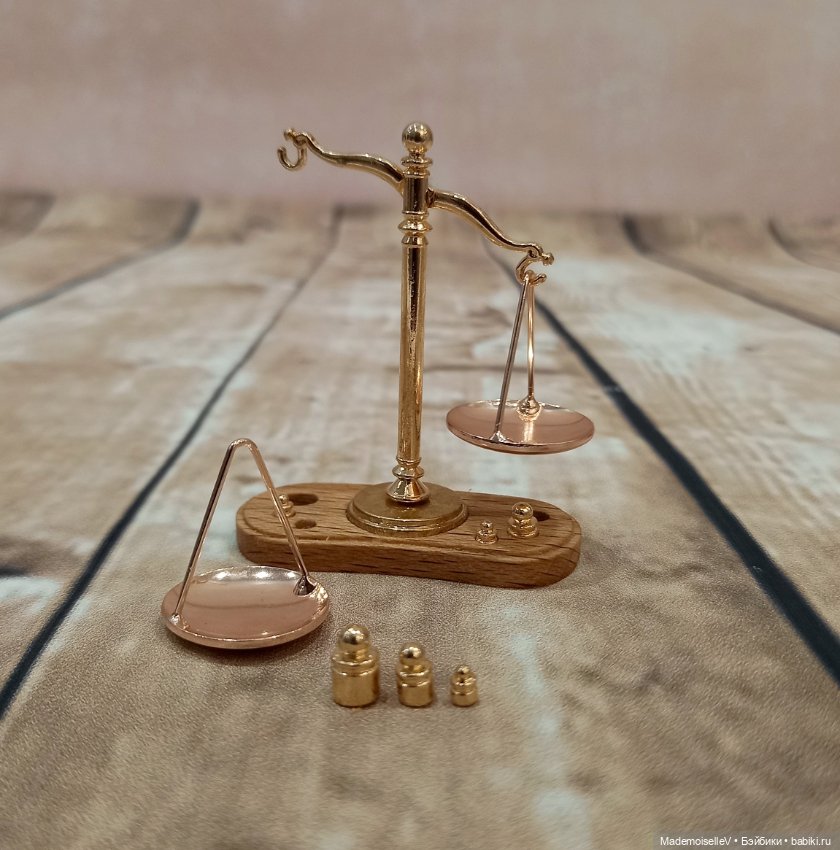 Весы ретро с гирьками — Миниатюра для кукол (фото 9)