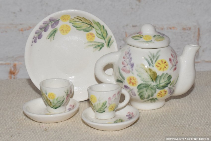 Чайный сервиз 1 к 6 в стиле семикаракорской росписи (фото 2)