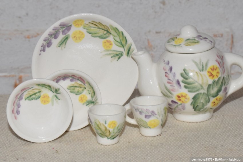 Чайный сервиз 1 к 6 в стиле семикаракорской росписи (фото 8)