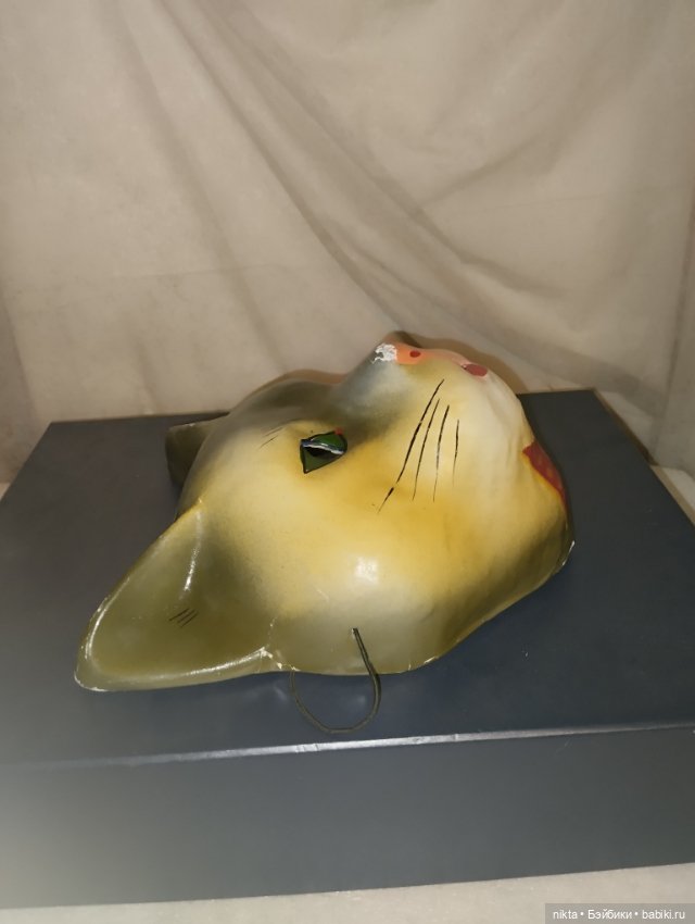 Маска карнавальная, новогодняя маска СССР Кот, кошка Папье-маше Старая (фото 2)