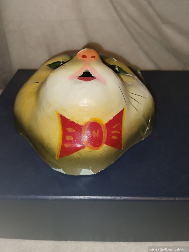 Маска карнавальная, новогодняя маска СССР Кот, кошка Папье-маше Старая (фото 5)