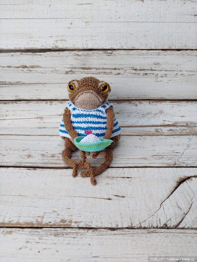 Жабка Пиппа в тельняшке — Авторские игрушки (фото 2)