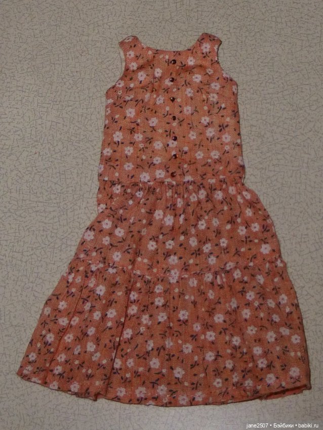 Платье персикового цвета OOAK Handmade для Барби (стандартной, высокой), Poppy Parker, FR (фото 2)