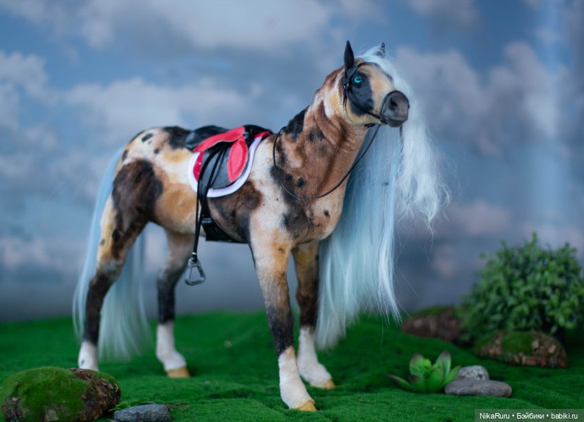 Лошадь для Барби, подвижная в смешанной технике, конь формат 1/6 (фото 8)