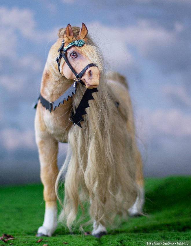 Лошадь для Барби, подвижная в смешанной технике, конь формат 1/6 (фото 6)