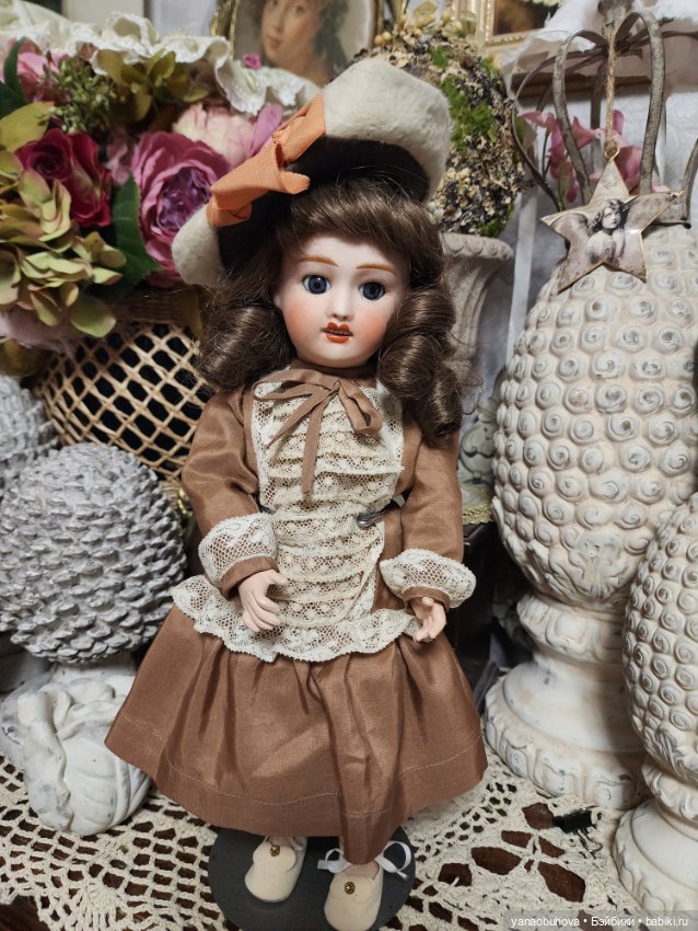 Редкая французская антикварная куколка Жуль Верлингтон, 35 см