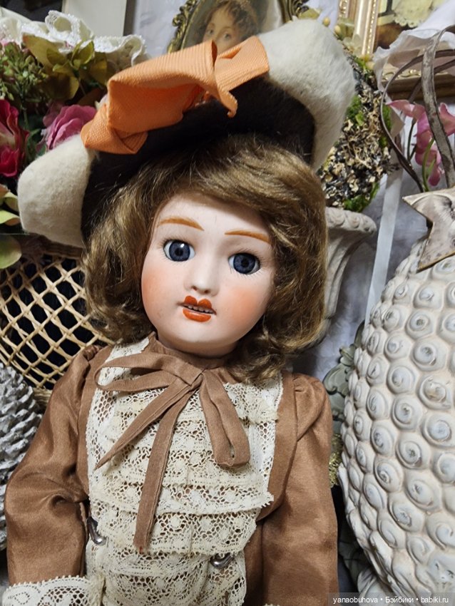 Редкая французская антикварная куколка Жуль Верлингтон, 35 см