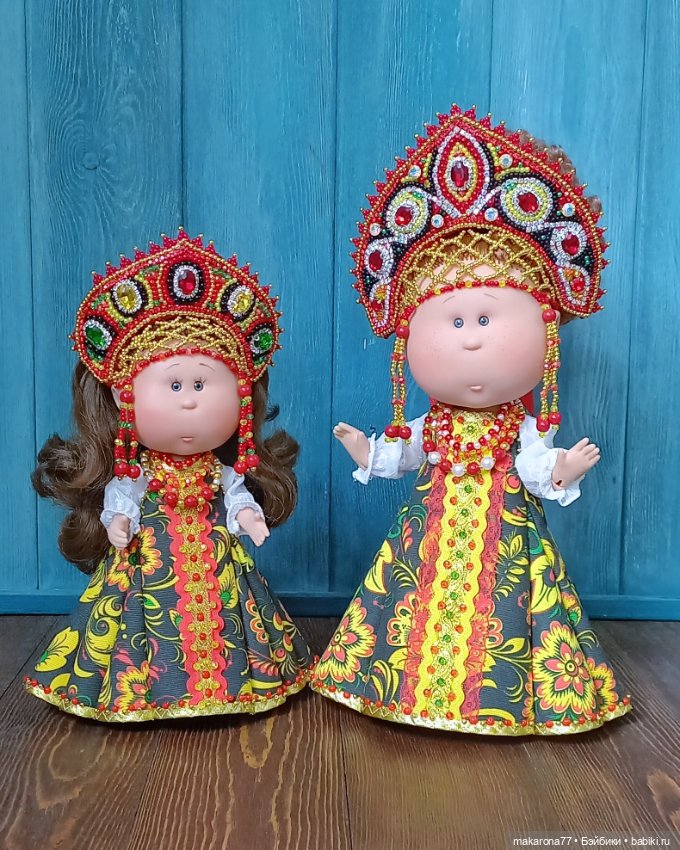Наряд в русском стиле с кокошником для кукол Мия 30 см, Нинес Д'Онил (фото 5)