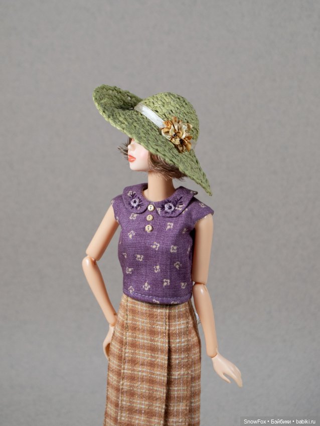 Соломенная зеленая шляпка для momoko, bjd (фото 3)