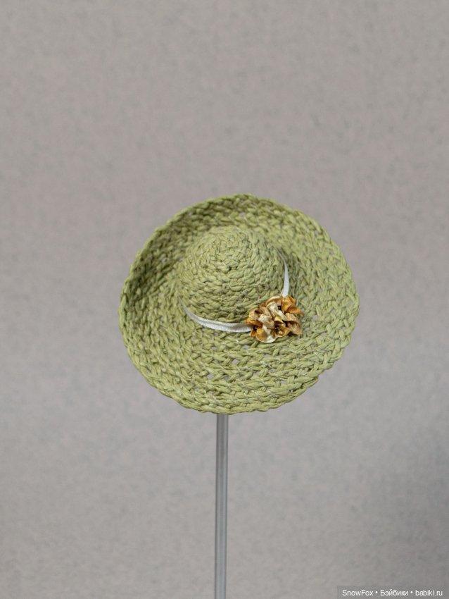 Соломенная зеленая шляпка для momoko, bjd (фото 2)