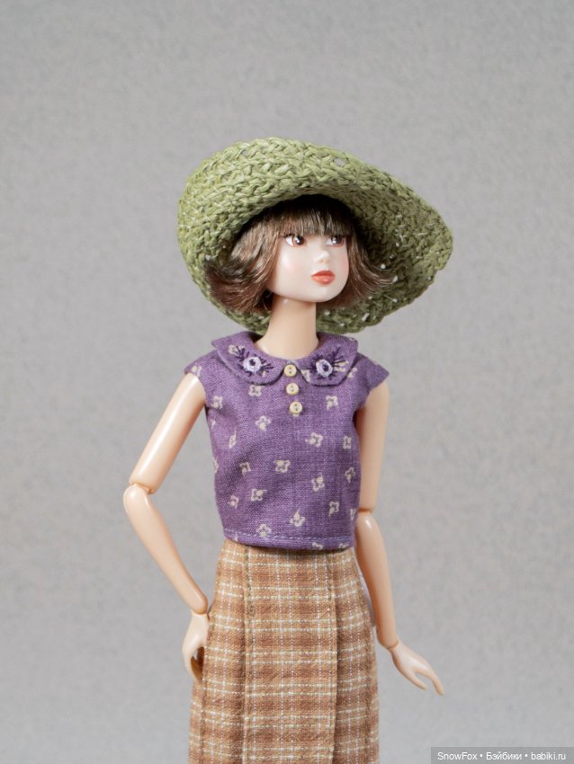 Соломенная зеленая шляпка для momoko, bjd