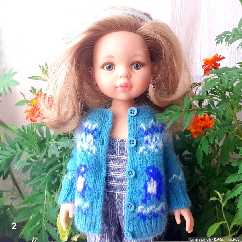 Свитер/кардиган для куклы Паола Рейна Paola Reina с жаккардовым узором, 4 расцветки