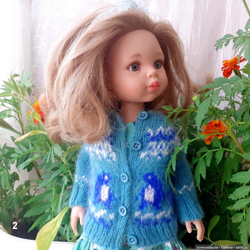 Свитер/кардиган для куклы Паола Рейна Paola Reina с жаккардовым узором, 4 расцветки (фото 7)