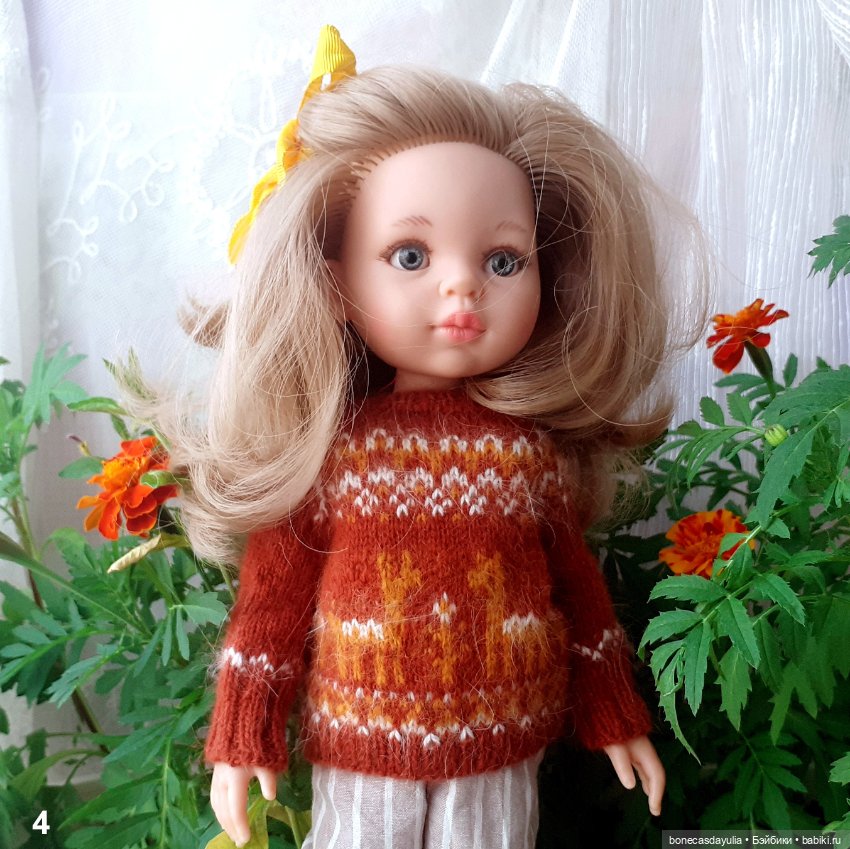 Свитер/кардиган для куклы Паола Рейна Paola Reina с жаккардовым узором, 4 расцветки (фото 5)