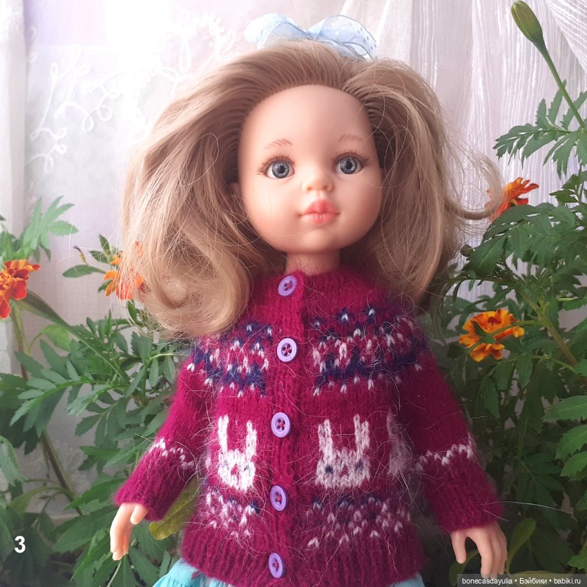 Свитер/кардиган для куклы Паола Рейна Paola Reina с жаккардовым узором, 4 расцветки