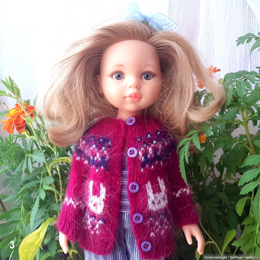 Свитер/кардиган для куклы Паола Рейна Paola Reina с жаккардовым узором, 4 расцветки (фото 8)
