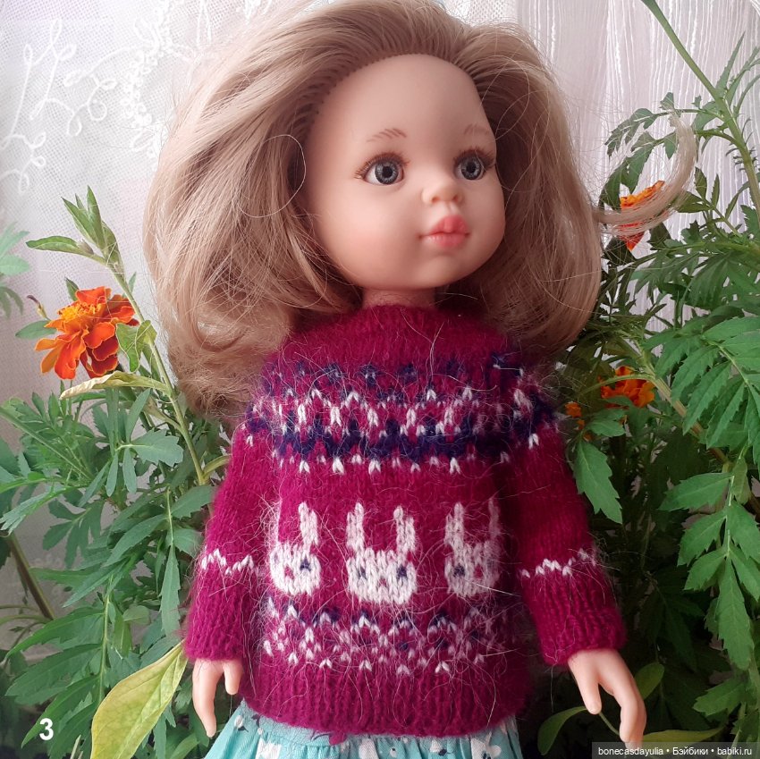 Свитер/кардиган для куклы Паола Рейна Paola Reina с жаккардовым узором, 4 расцветки (фото 4)