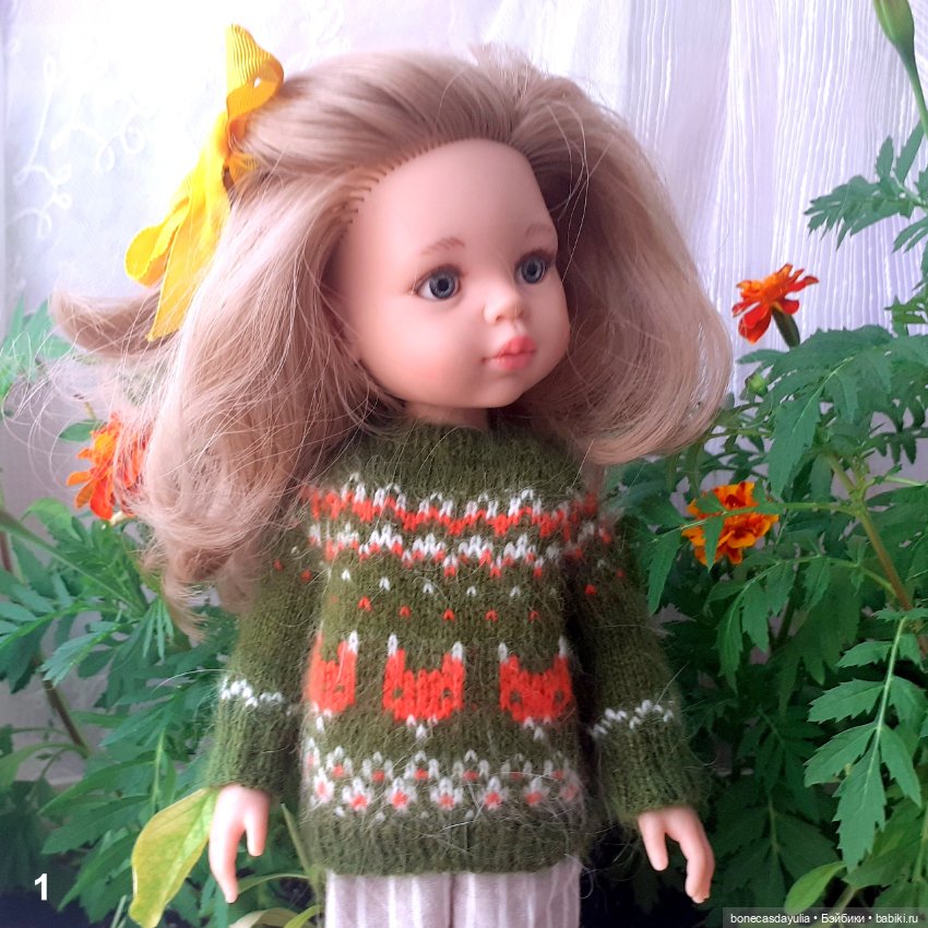 Свитер/кардиган для куклы Паола Рейна Paola Reina с жаккардовым узором, 4 расцветки (фото 2)