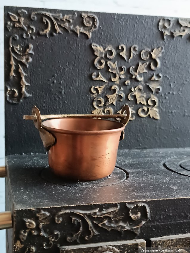 Кукольная плита под винтаж, имитация чугуна (фото 4)