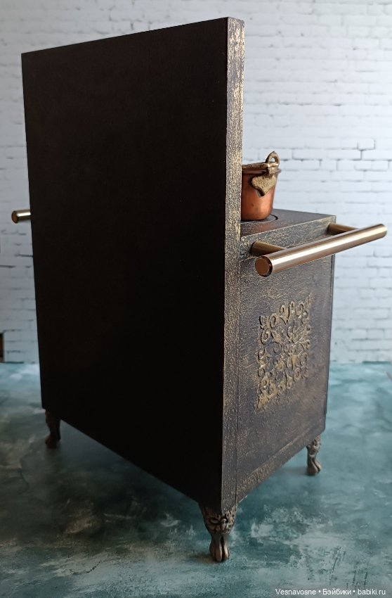 Кукольная плита под винтаж, имитация чугуна (фото 2)