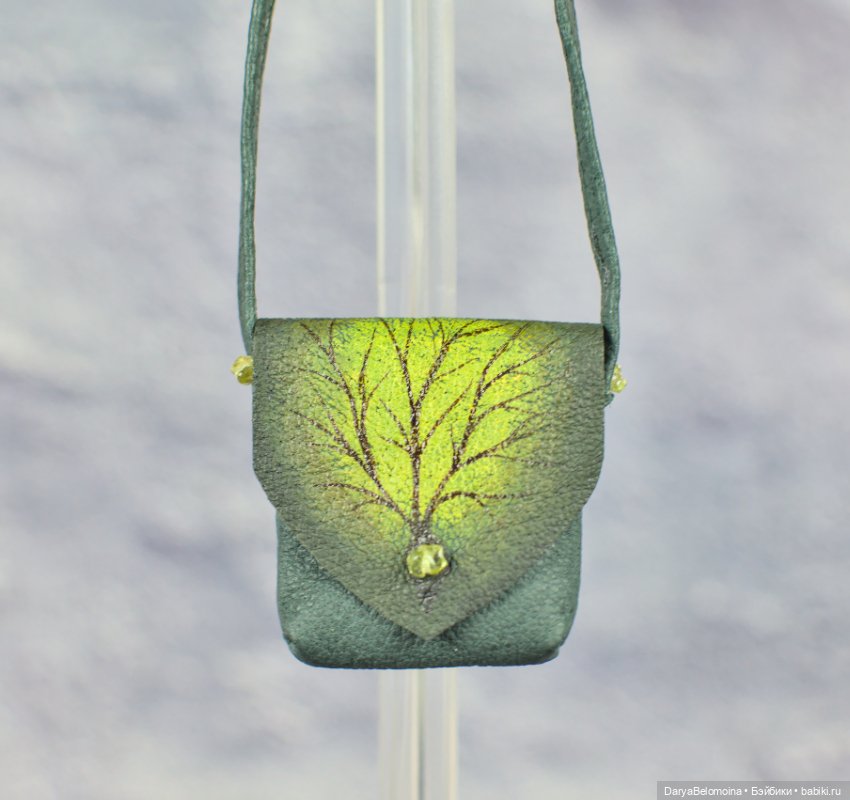 Сумка зеленая из натуральной кожи (фото 6)