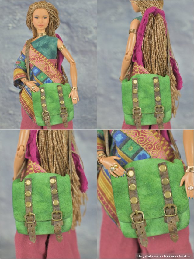 Зеленая сумка из натуральной кожи (фото 9)