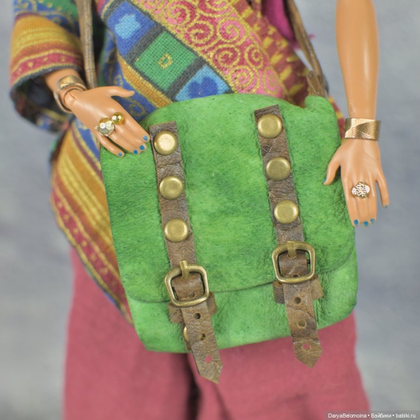 Зеленая сумка из натуральной кожи (фото 3)