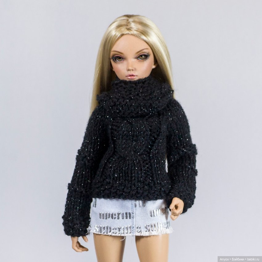 Вязаная одежда для Minifee Минифи в черно-белой гамме (фото 2)