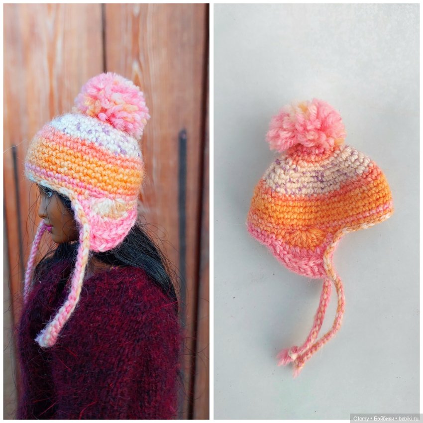 Шапочки-ушанки на кукол Барби/Кен (фото 4)
