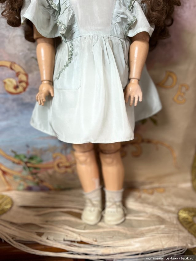 Антикварная кукла из массы EVF/ Ernest Villain in Forchie La Marche Бельгия 69 см (фото 4)