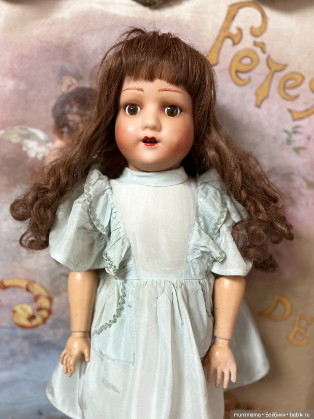 Антикварная кукла из массы EVF/ Ernest Villain in Forchie La Marche Бельгия 69 см (фото 2)