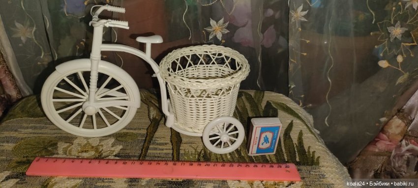 Велосипед с плетёной корзиной для кукол и декора (2) (фото 2)
