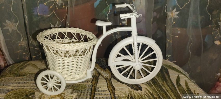 Велосипед с плетёной корзиной для кукол и декора (2) (фото 4)