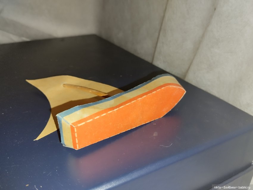 Старая советская елочная игрушка Сделай сам! Бумажная Кораблик, парусник (фото 5)