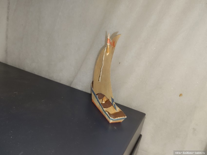 Старая советская елочная игрушка Сделай сам! Бумажная Кораблик, парусник (фото 4)