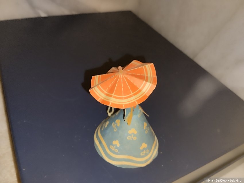 Старая советская елочная игрушка Сделай сам! Бумажная Девушка с зонтиком (фото 6)