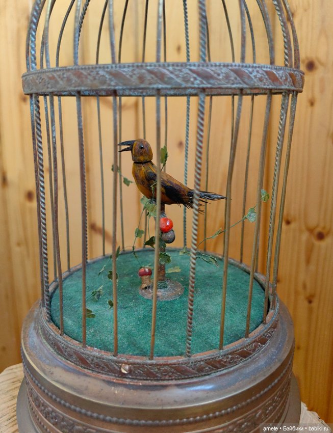 Антикварный немецкий автоматон Птички в клетке (фото 5)