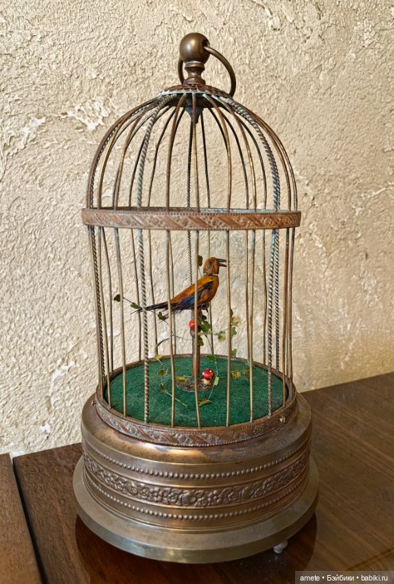 Антикварный немецкий автоматон Птички в клетке (фото 2)