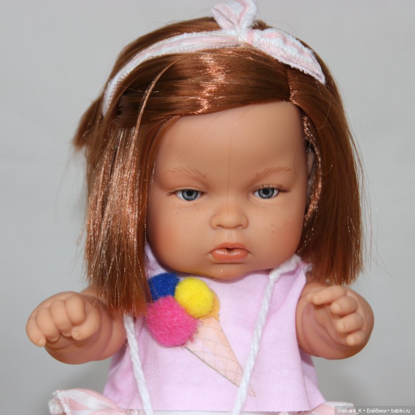 Кукла пупс Preppy&Endisa Baby, рыжая, "мороженое" розовое, 28 см (фото 2)