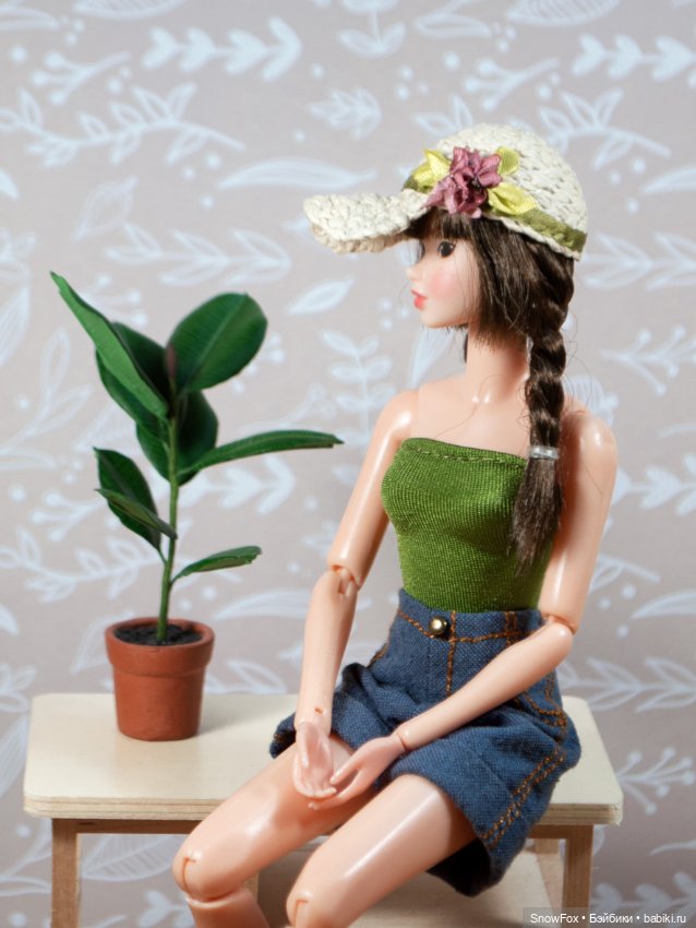 Соломенная кепка с цветами для кукол Momoko/ Момоко, бжд (фото 2)
