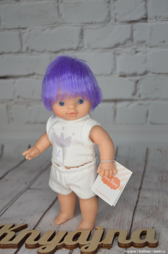 Паолитас, кукла пупс Дима с фиолетовыми волосами #1