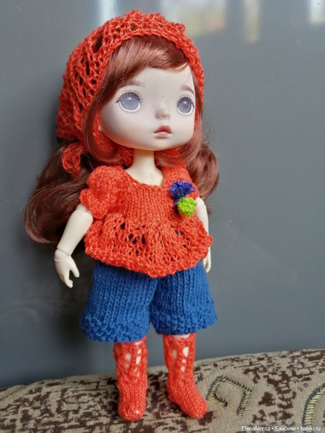 Большой лот (5 комплектов!) летней вязаной одежды для кукол Xiaomi monst 20 cм (фото 6)
