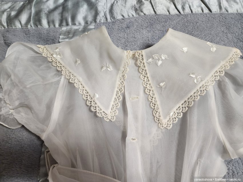 Винтажное детское платье с нижним платьем в комплекте для большой куклы (фото 8)