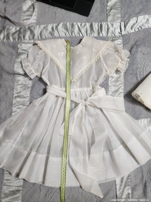 Винтажное детское платье с нижним платьем в комплекте для большой куклы (фото 4)