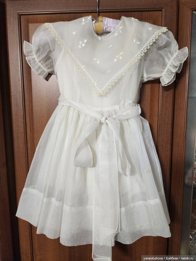 Винтажное детское платье с нижним платьем в комплекте для большой куклы