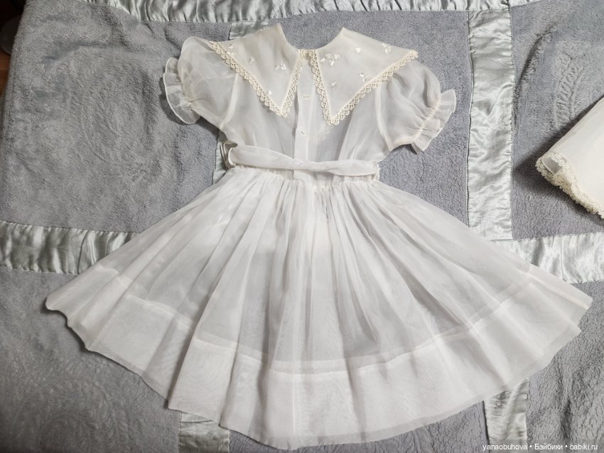 Винтажное детское платье с нижним платьем в комплекте для большой куклы (фото 7)
