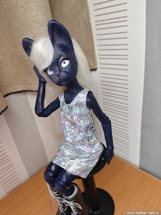 Лунная кошечка, авторская бжд куколка (фото 2)