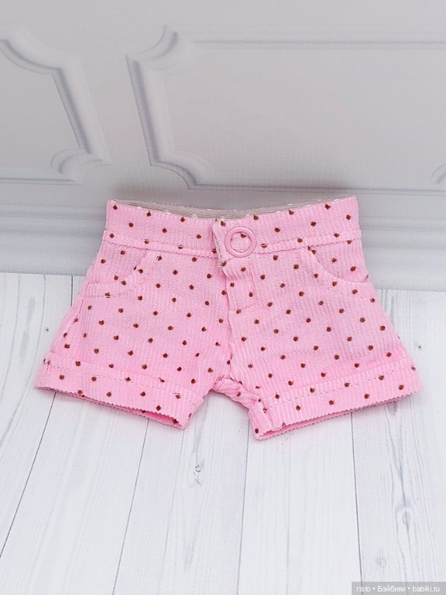 Вельветовые розовые шорты с отворотами для пельменей Meadow dolls (фото 6)