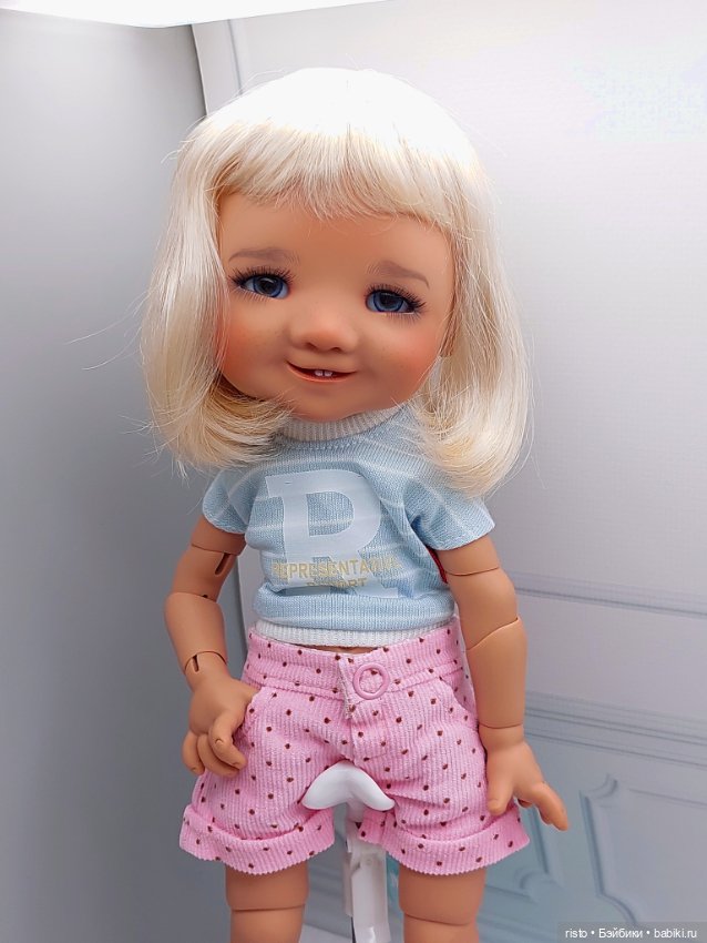 Вельветовые розовые шорты с отворотами для пельменей Meadow dolls (фото 2)