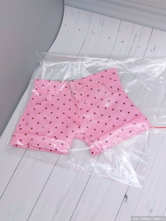 Вельветовые розовые шорты с отворотами для пельменей Meadow dolls (фото 8)